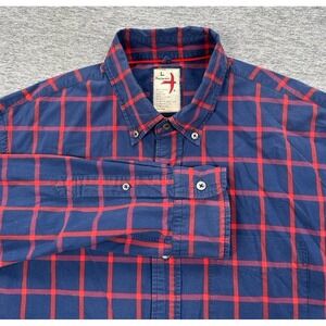 Relwen Shirt Mens Size Large Blue Red Plaid Button Down Long Sleeve Outdoor